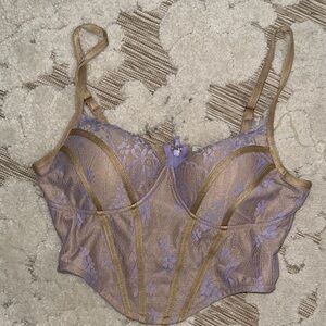 Signature Lace Bustier in Lavender and Tan